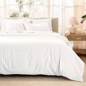 NWOT Bare Home 100% Organic Cotton King Duvet Cover Set in White - Size King